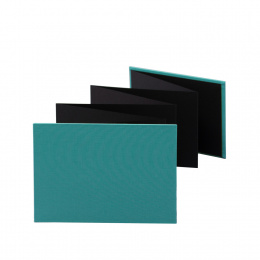 Leporello LEINEN jade | 18 x 13 cm, landscape format, for 14 photos black
