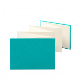 Leporello LEINEN turquoise | 18 x 13 cm, landscape format, for 14 photos cream